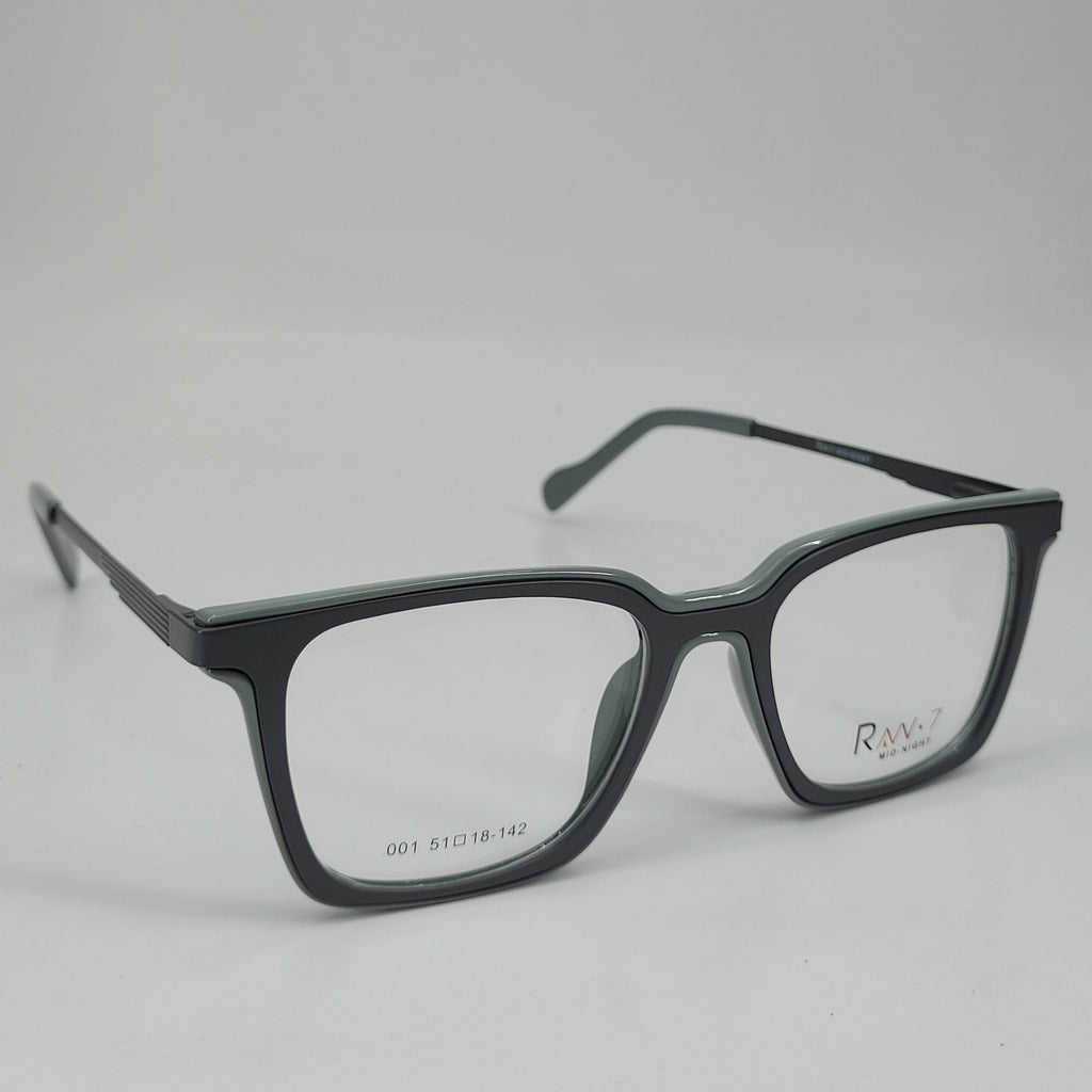 RAN·7 Midnight Black Square Full-Rim Eyeglasses
