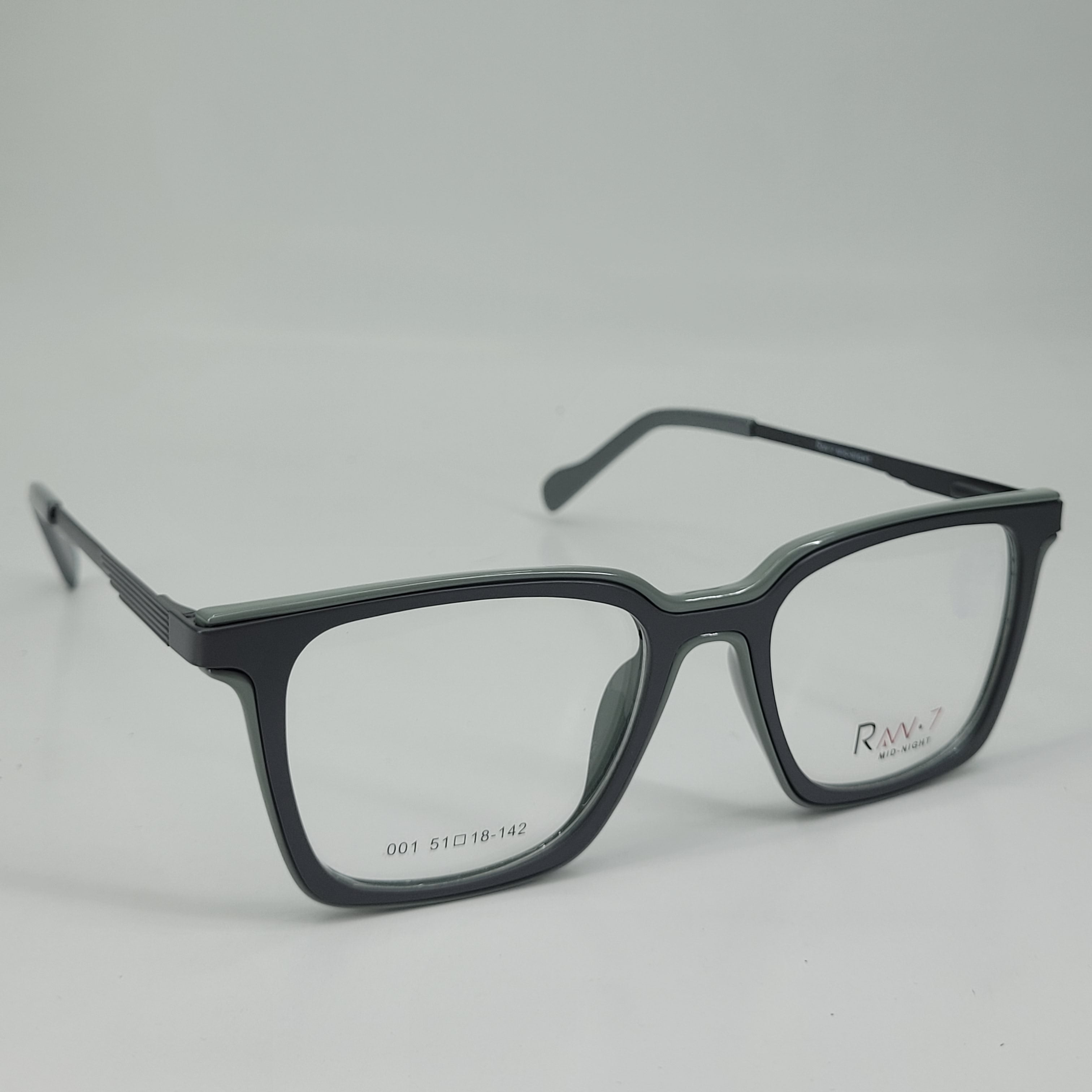 RAN·7 Midnight Black Square Full-Rim Eyeglasses
