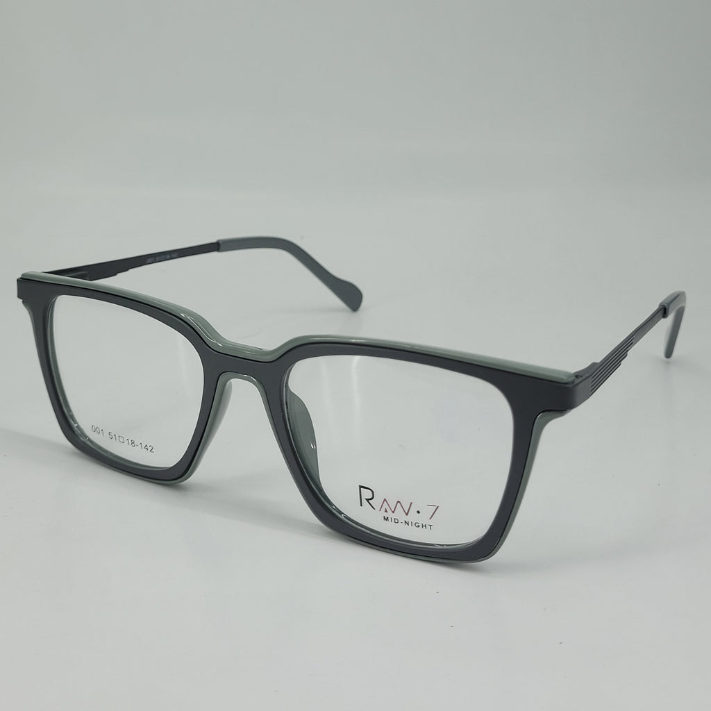 RAN·7 Midnight Black Square Full-Rim Eyeglasses