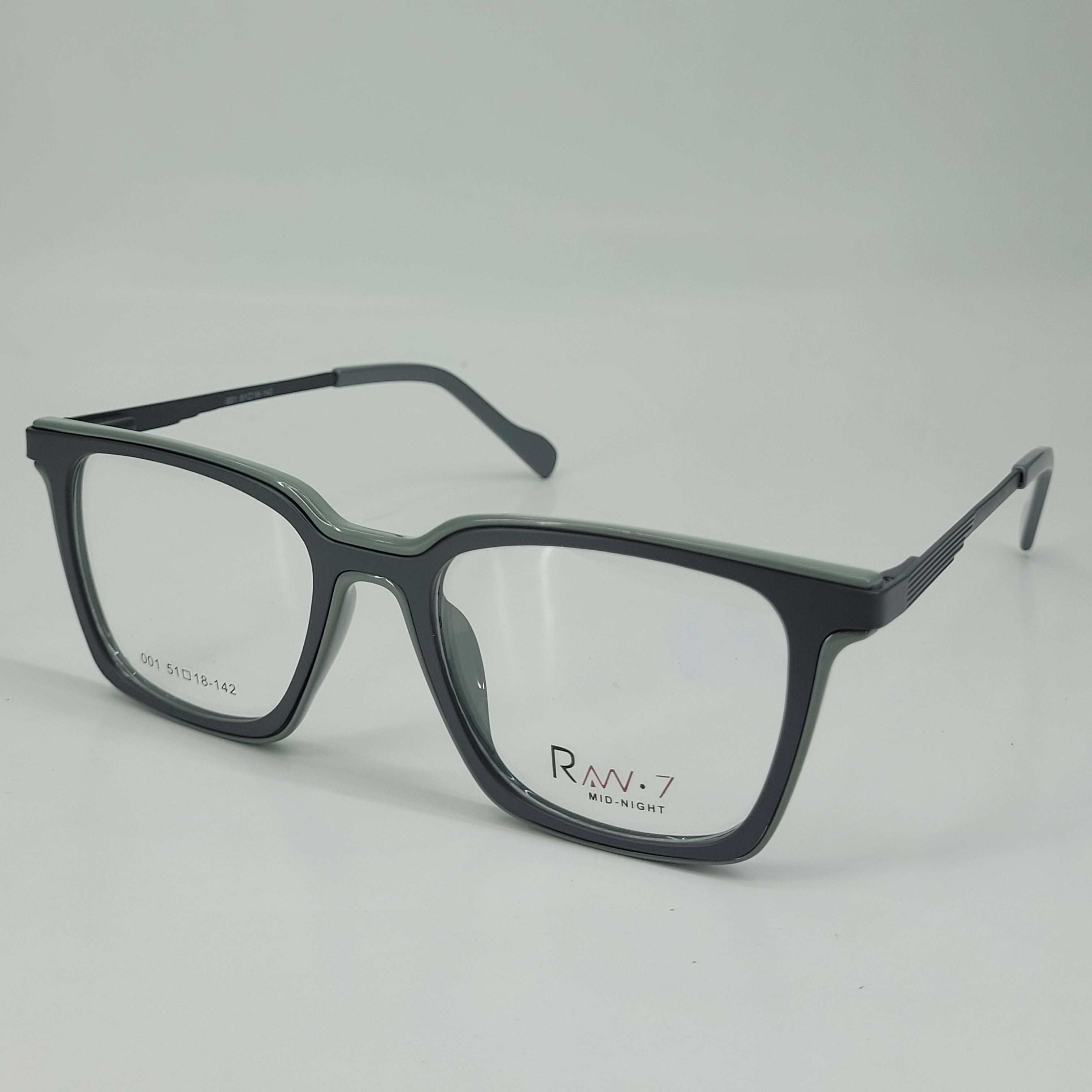 RAN·7 Midnight Black Square Full-Rim Eyeglasses