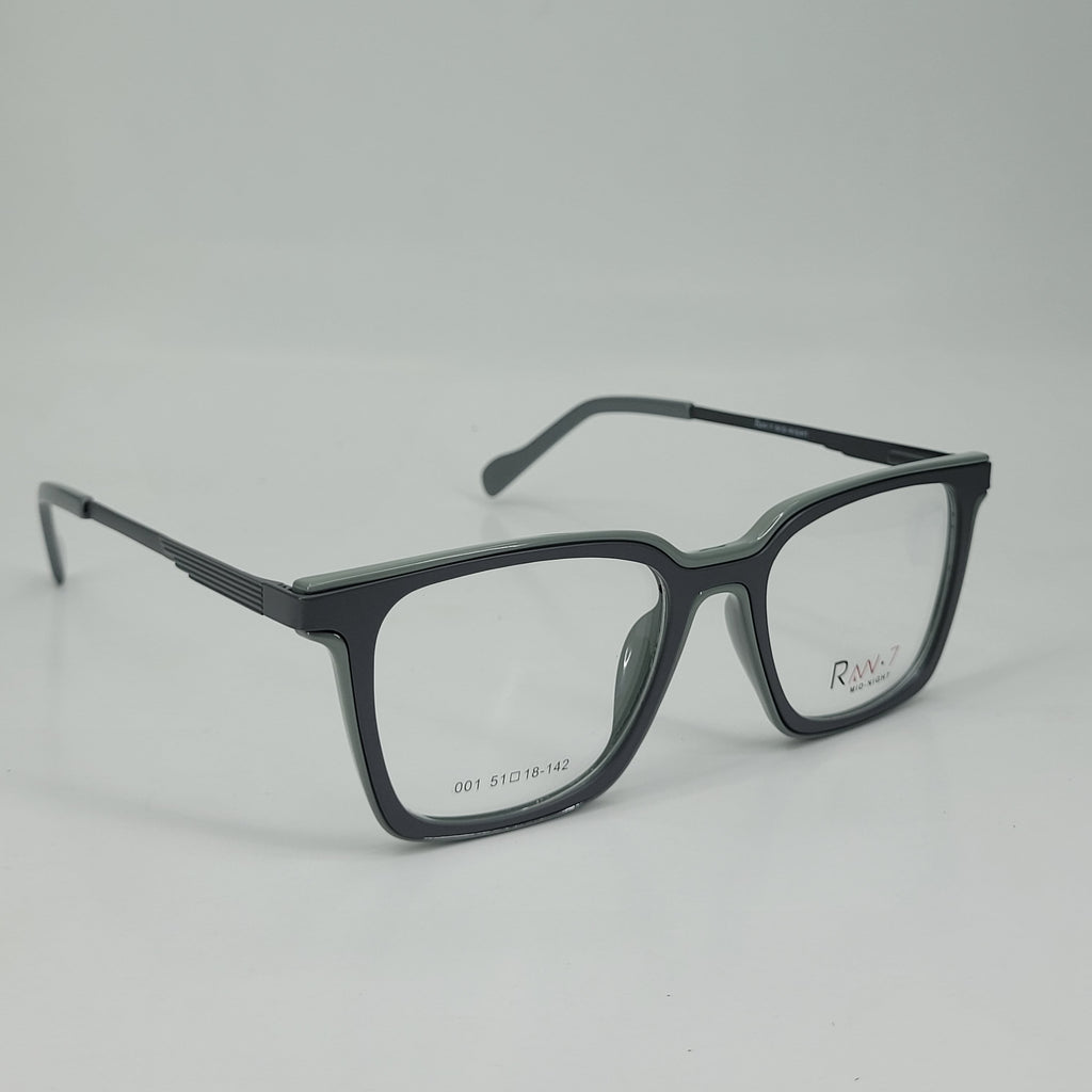 RAN·7 Midnight Black Square Full-Rim Eyeglasses