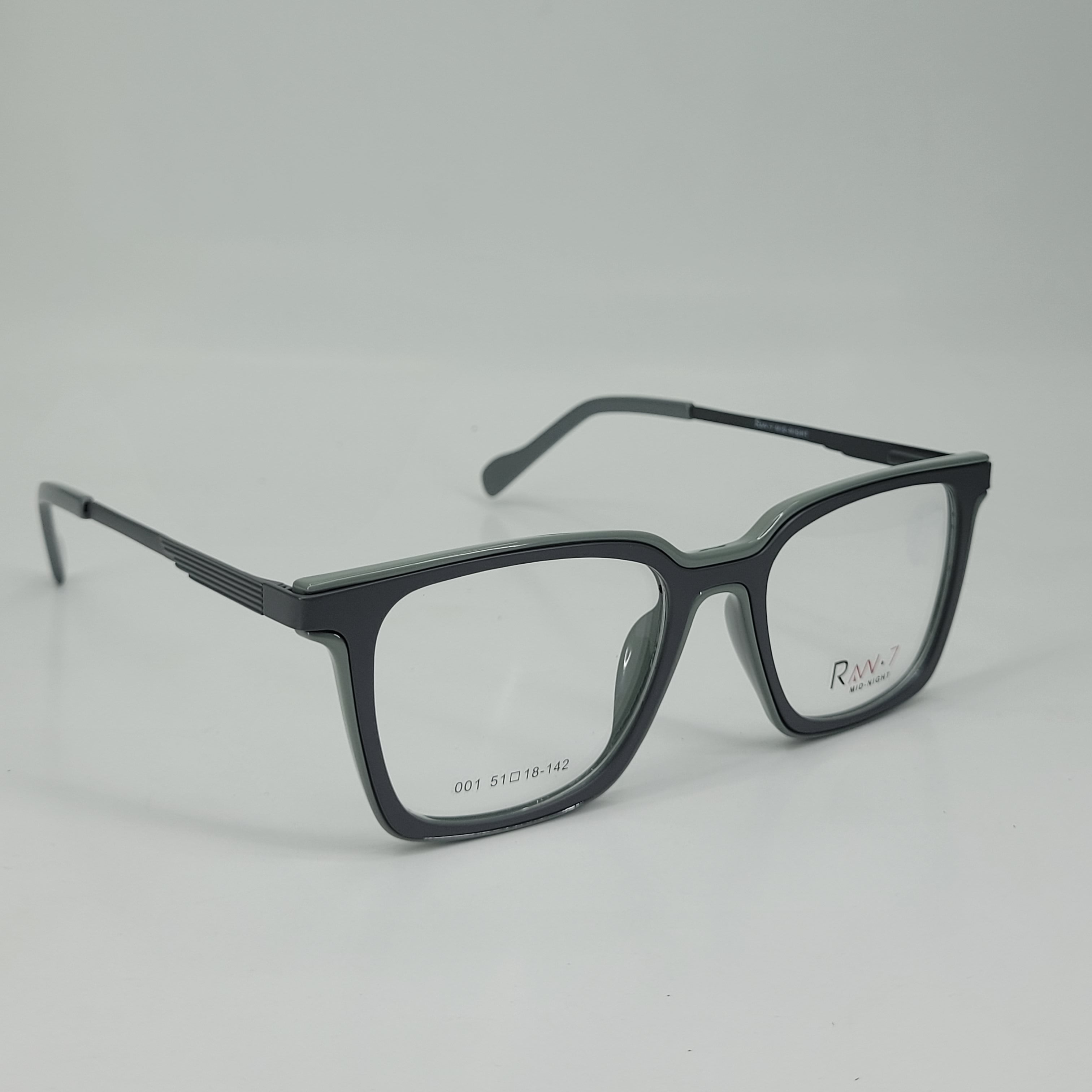 RAN·7 Midnight Black Square Full-Rim Eyeglasses
