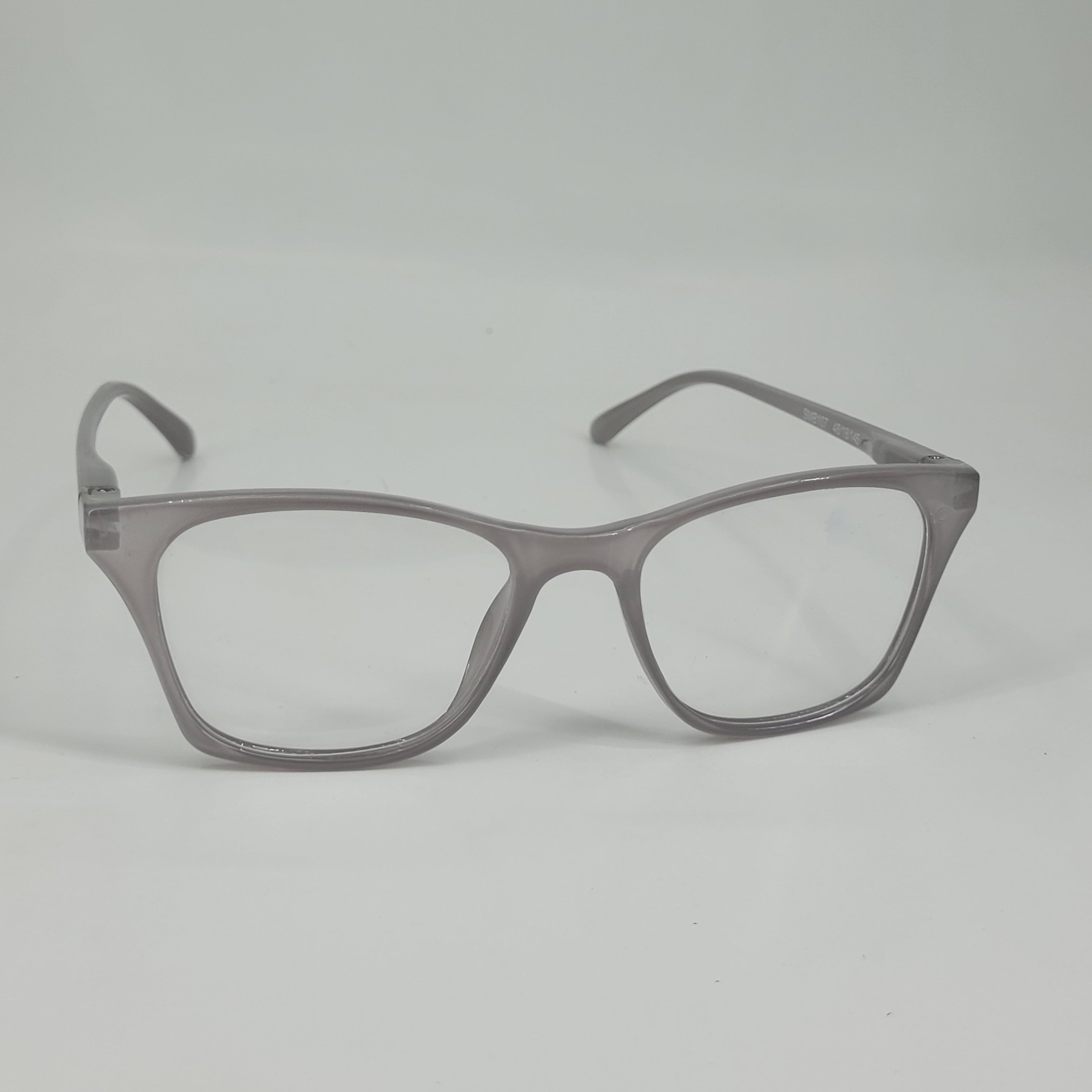 Transparent Grey Full-Rim Rectangle Eyeglass Frame