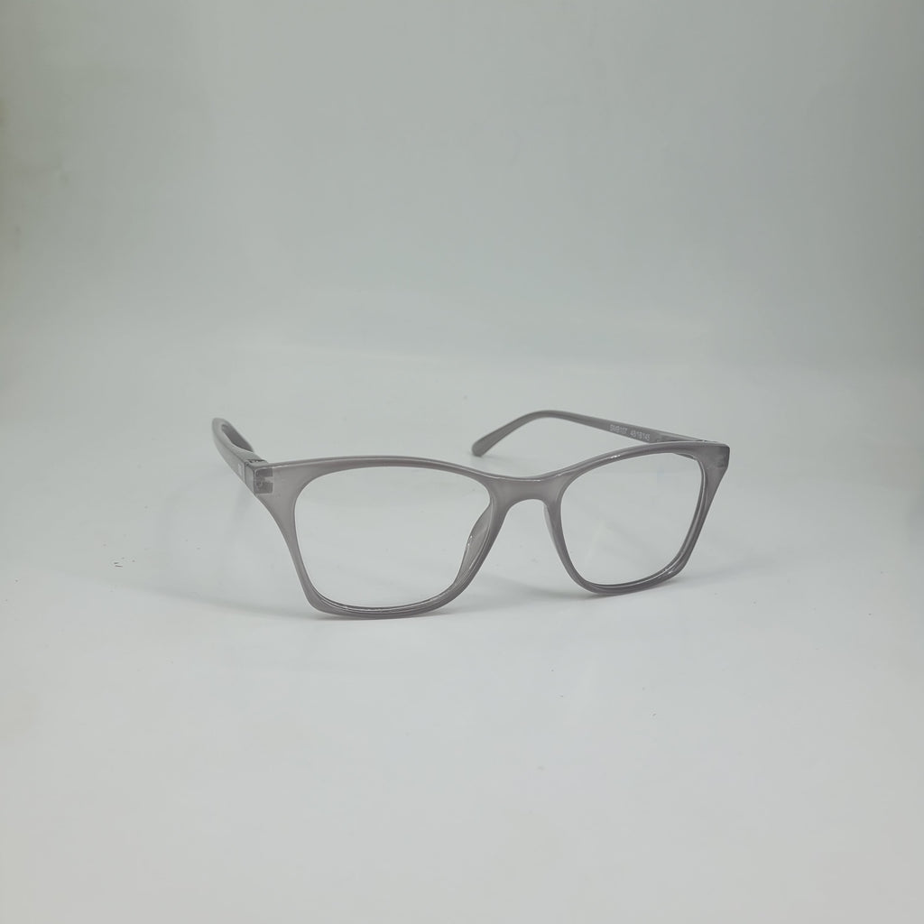 Transparent Grey Full-Rim Rectangle Eyeglass Frame