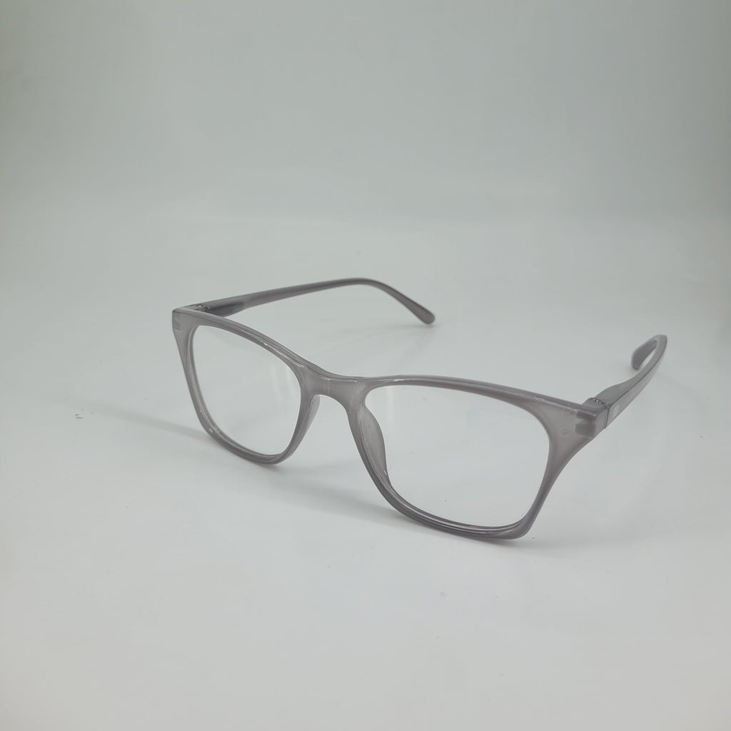 Transparent Grey Full-Rim Rectangle Eyeglass Frame