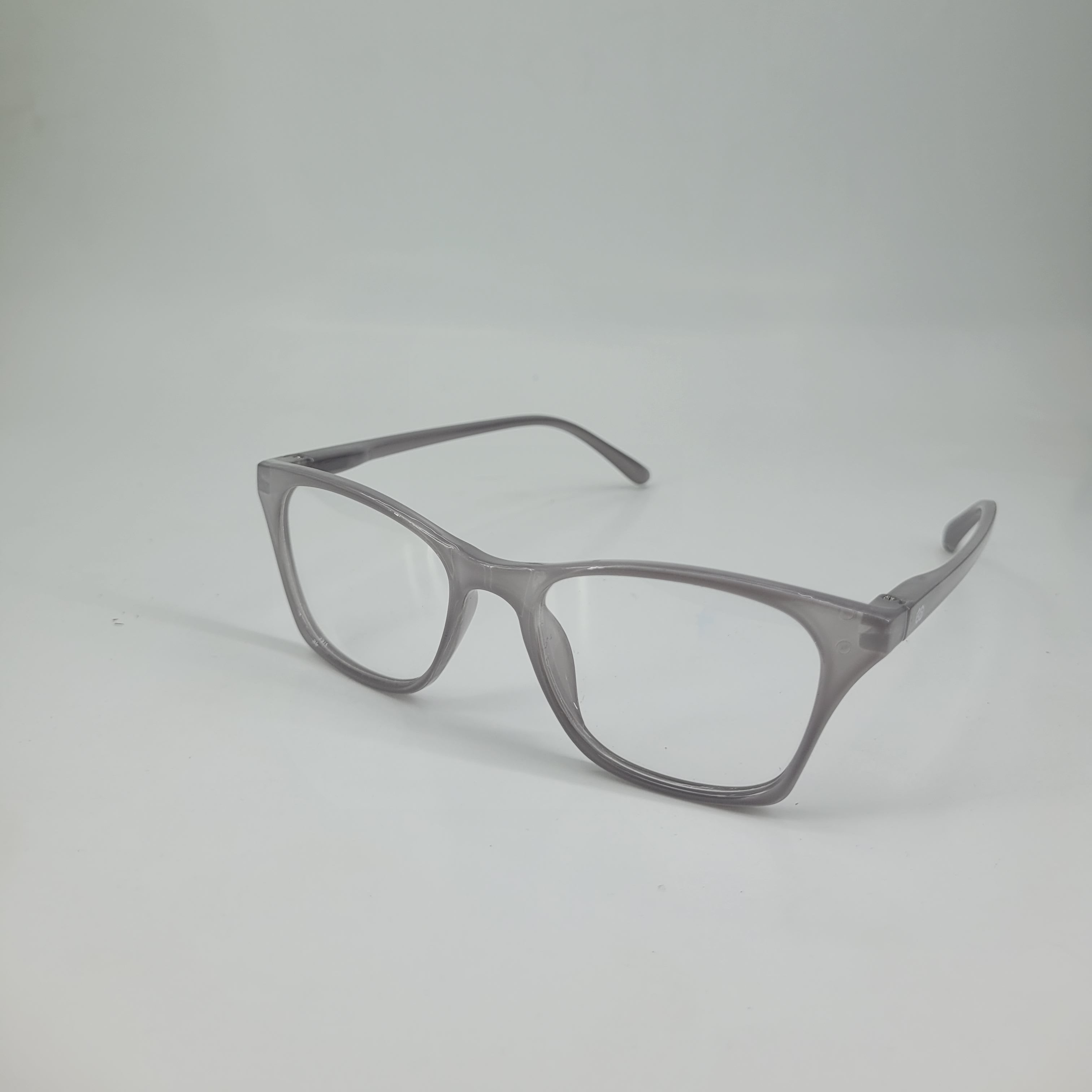 Transparent Grey Full-Rim Rectangle Eyeglass Frame
